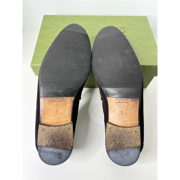 Gucci Brown Suede Horsebit Loafers, Size 9 main image 8